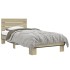 Estructura cama madera ingeniería metal roble Sonoma 90x200