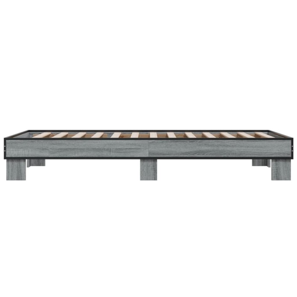 Estructura cama madera ingeniería metal gris Sonoma 100x200