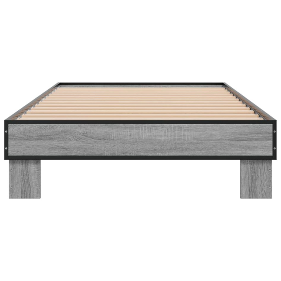 Estructura cama madera ingeniería metal gris Sonoma 90x190