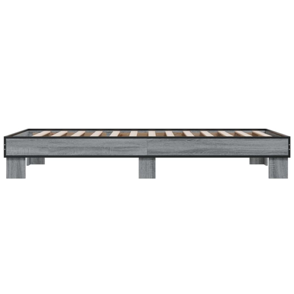 Estructura cama madera ingeniería metal gris Sonoma 90x190