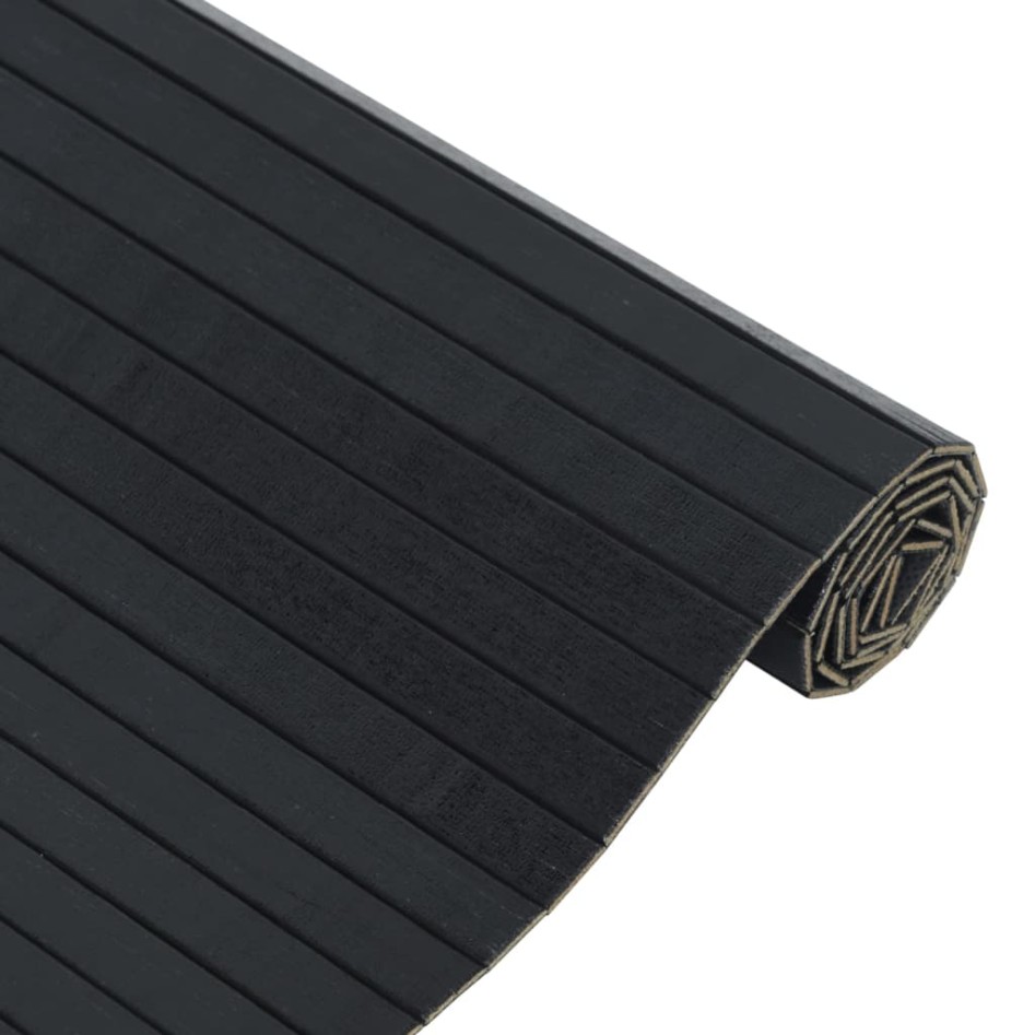 Alfombra rectangular bambú negro 100x500