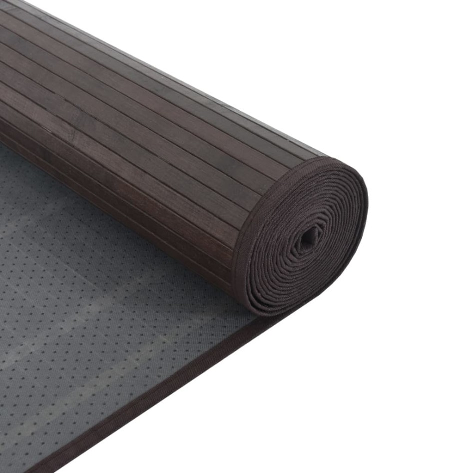 Alfombra rectangular bambú marrón oscuro 100x500
