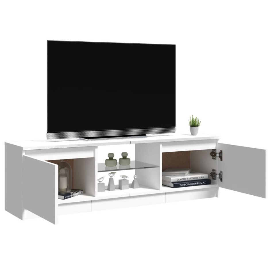 Mueble de TV con luces LED blanco brillante 120x30x35,5