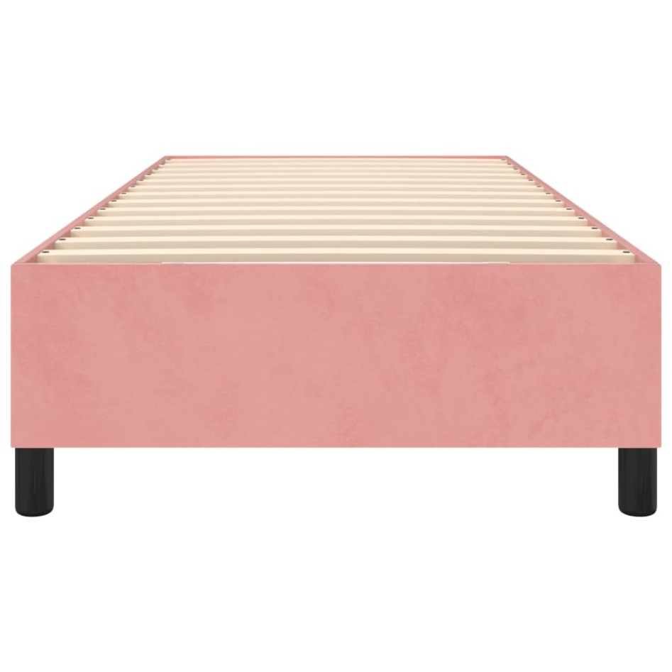 Estructura de cama sin colchón terciopelo rosa 90x190