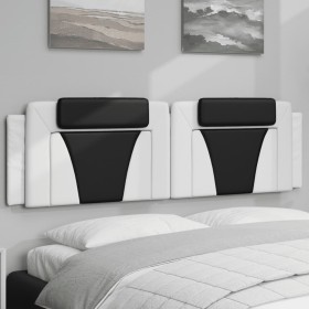 Cabecero de cama acolchado cuero sintético blanco negro 180