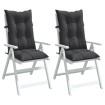 Cojines silla respaldo alto 2 uds tela gris antracita melange
