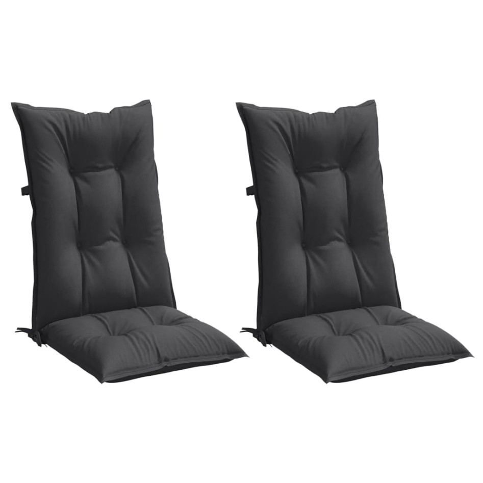 Cojines silla respaldo alto 2 uds tela gris antracita