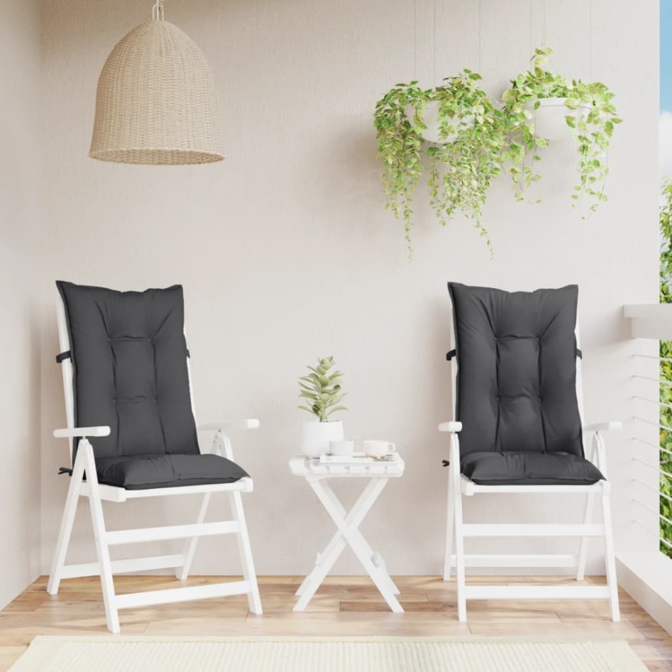 Cojines silla respaldo alto 2 uds tela gris antracita