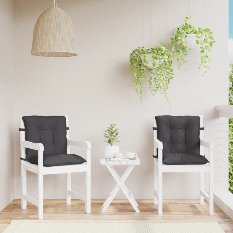 Cojines silla respaldo bajo 2 ud tela gris antracita