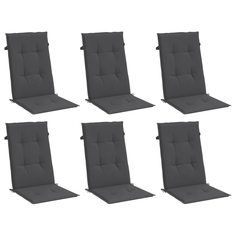 Cojines silla respaldo alto 6 uds tela gris antracita