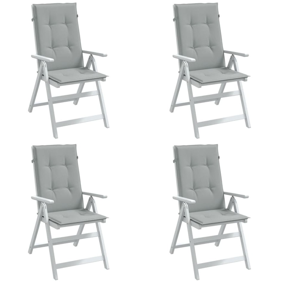 Cojines para silla respaldo alto 4 uds tela gris claro