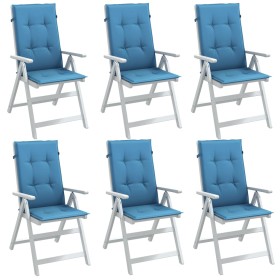 Cojines silla respaldo alto 6 uds tela azul melange 120x50x4