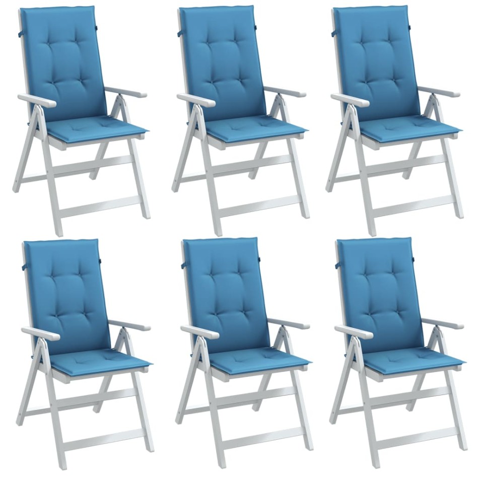 Cojines silla respaldo alto 6 uds tela azul melange 120x50x4