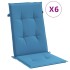Cojines silla respaldo alto 6 uds tela azul melange 120x50x4