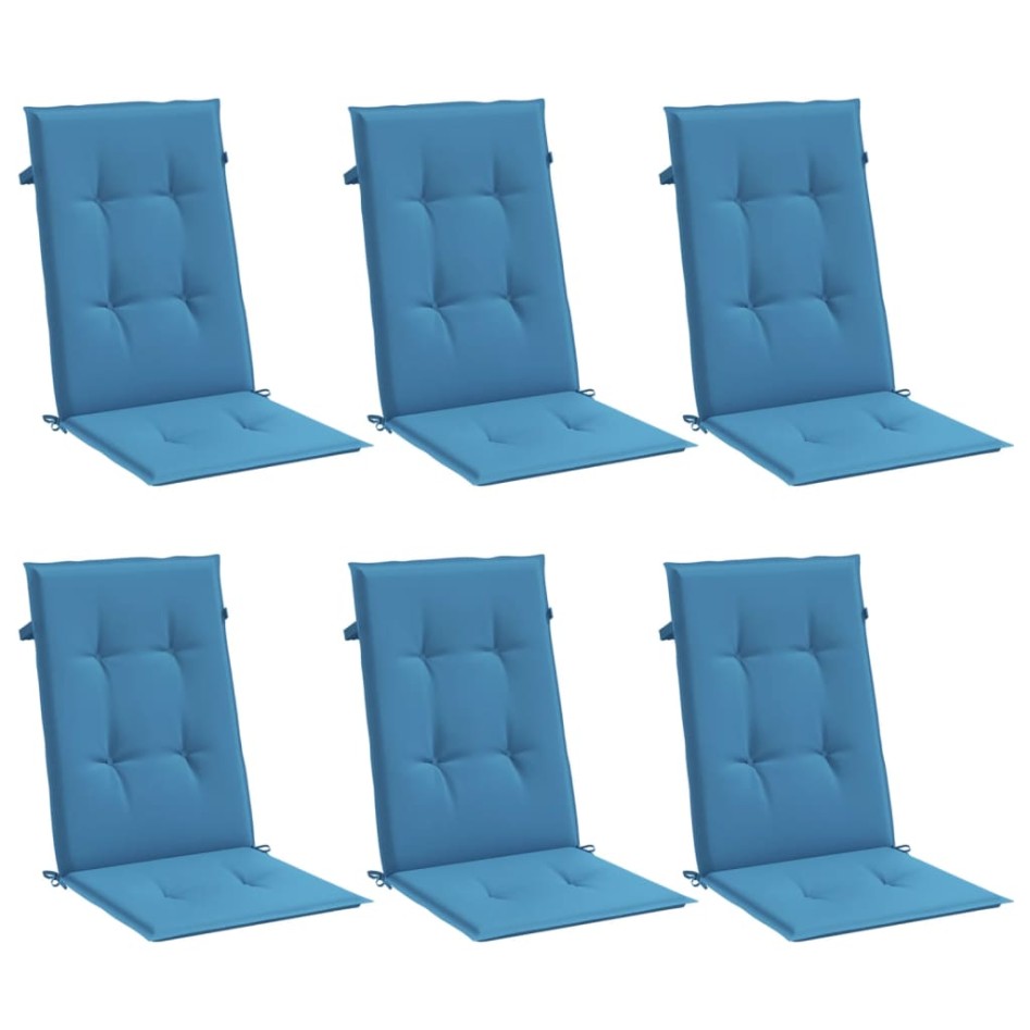 Cojines silla respaldo alto 6 uds tela azul melange 120x50x4