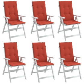 Cojines silla respaldo alto 6 uds tela rojo melange 120x50x4