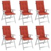 Cojines silla respaldo alto 6 uds tela rojo melange 120x50x4 cm