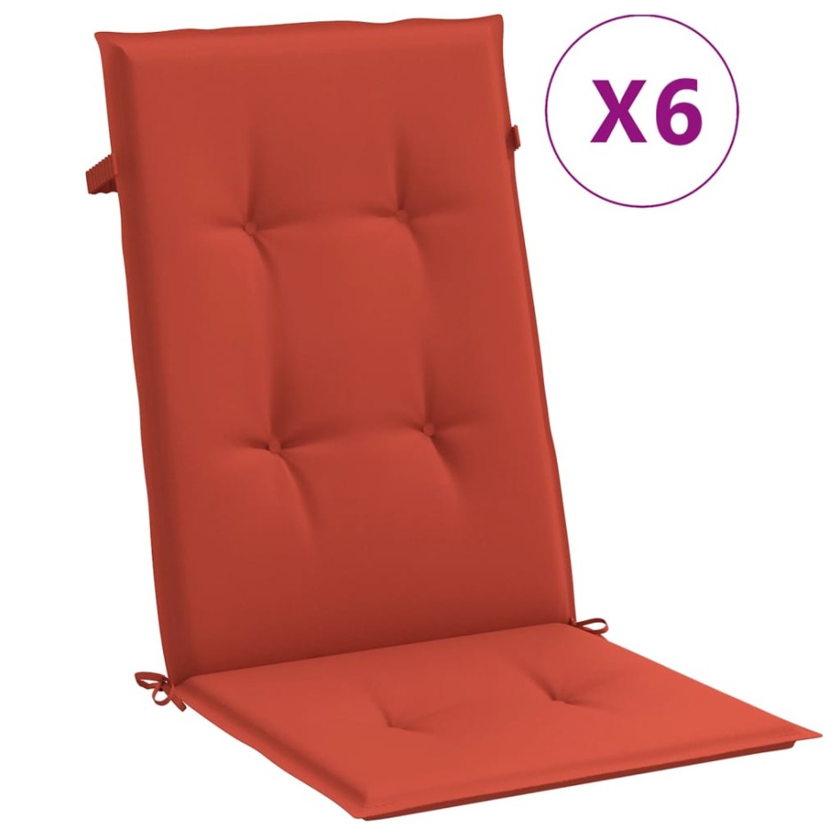 Cojines silla respaldo alto 6 uds tela rojo melange 120x50x4