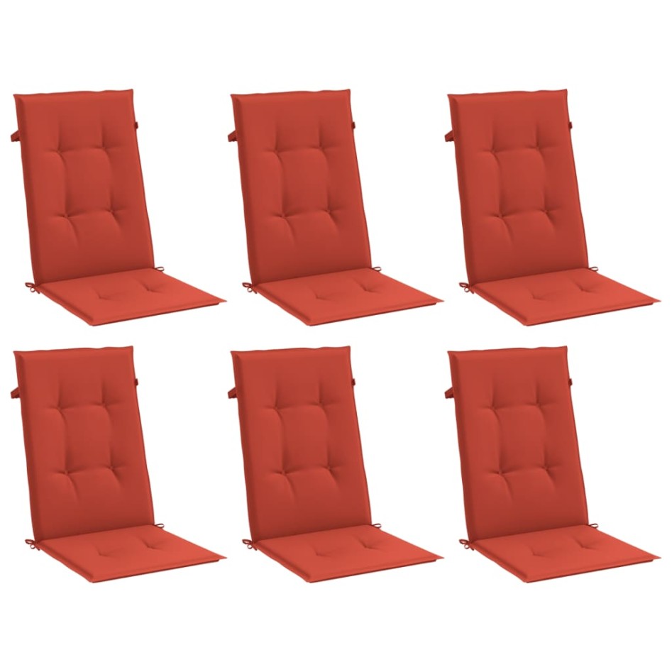 Cojines silla respaldo alto 6 uds tela rojo melange 120x50x4