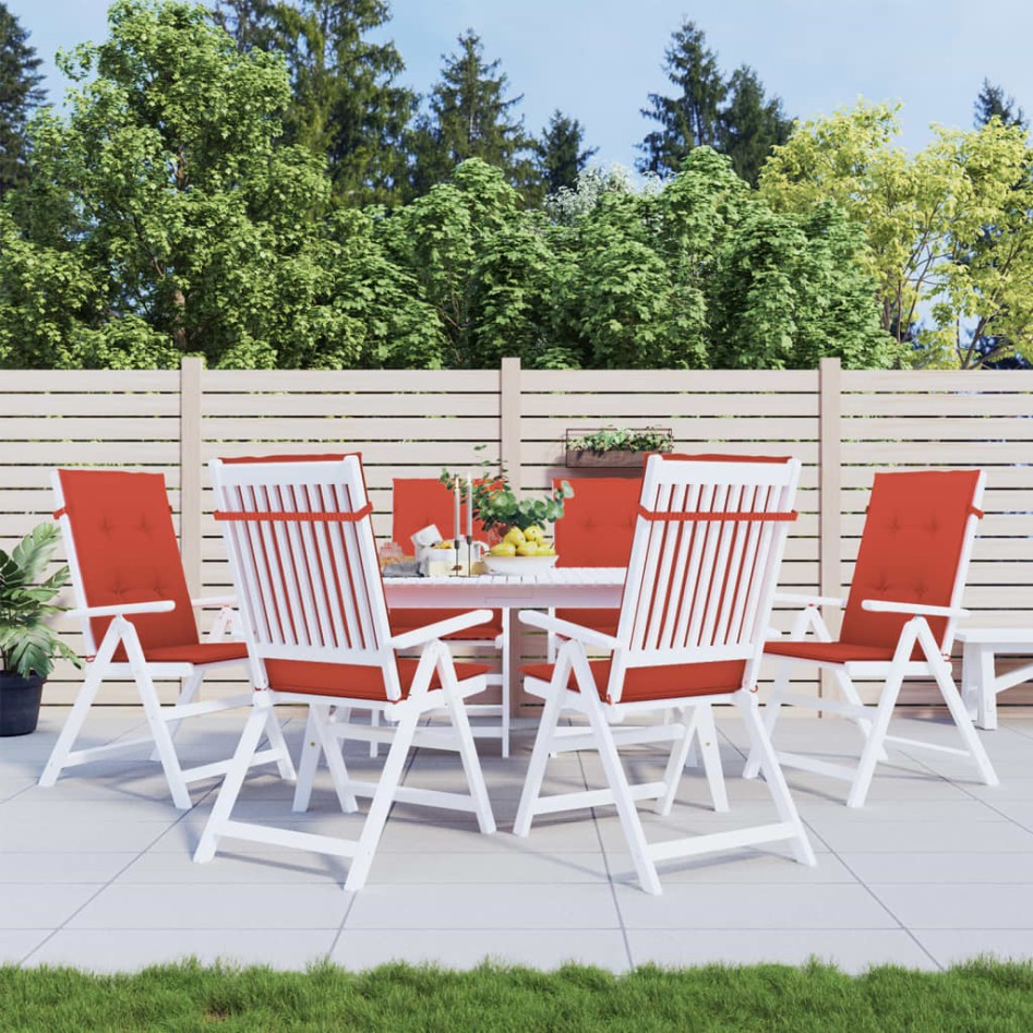 Cojines silla respaldo alto 6 uds tela rojo melange 120x50x4