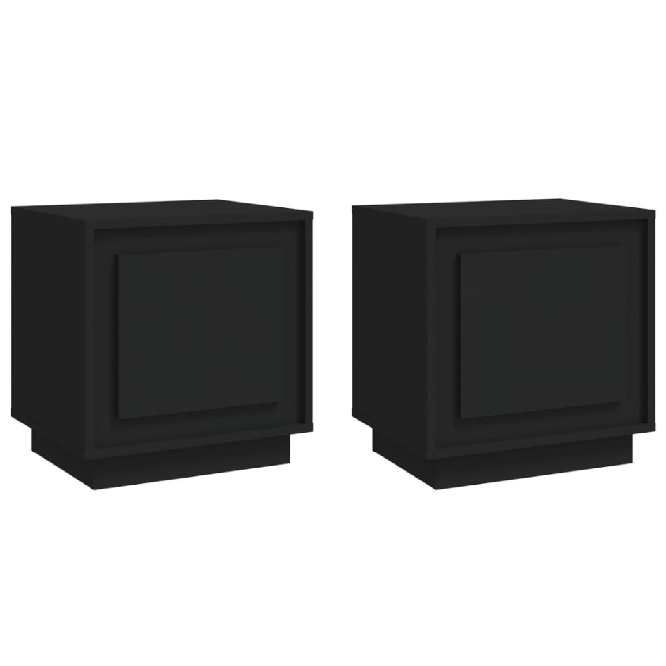 Mesitas de noche 2 uds madera contrachapada negro 44x35x45