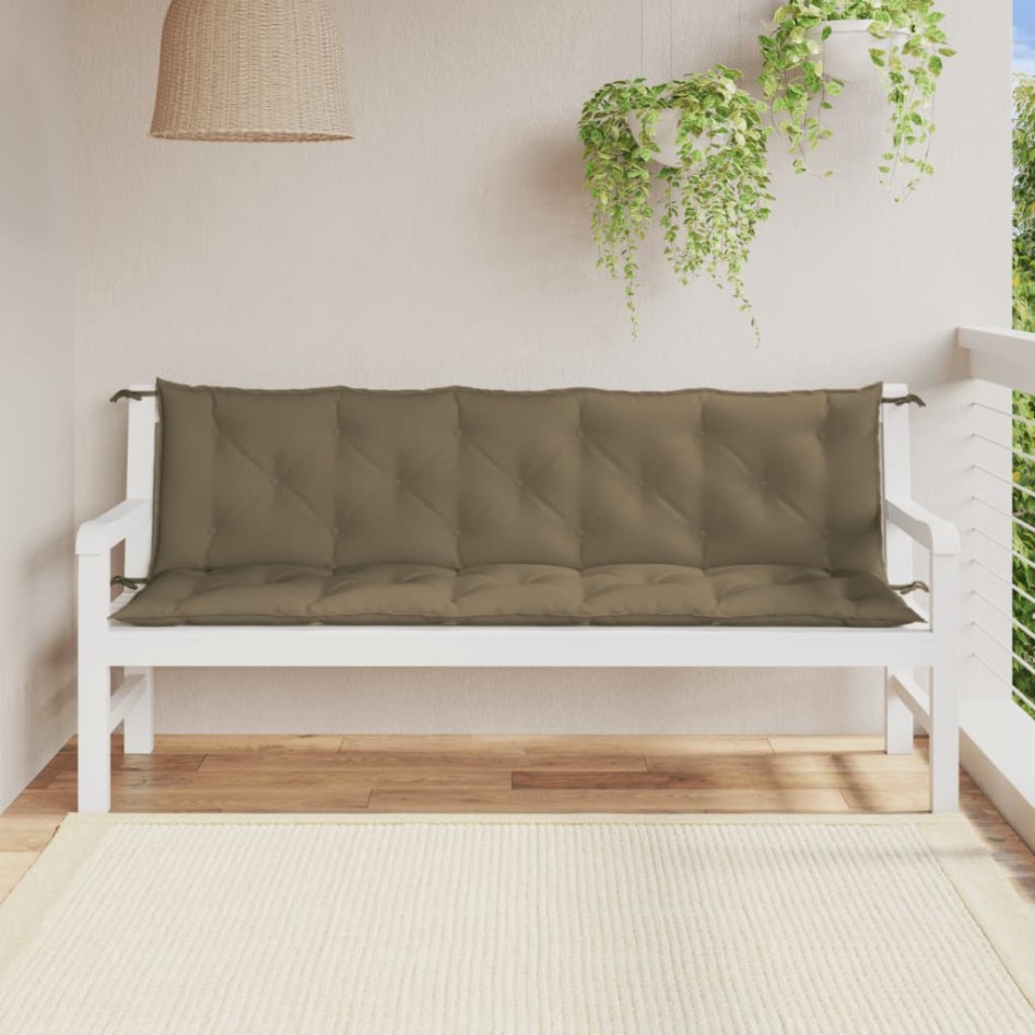 Cojines banco jardín 2 uds tela gris taupe melange 180x50x7