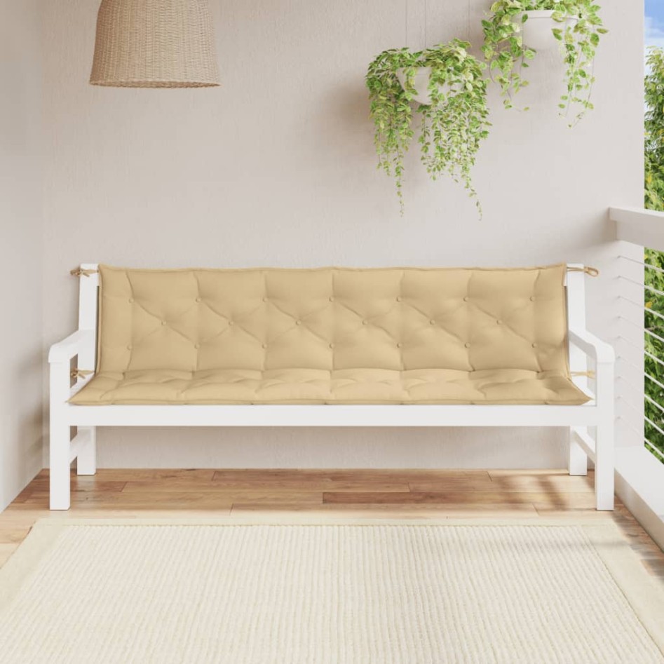 Cojines para banco jardín 2 uds tela beige melange 200x50x7