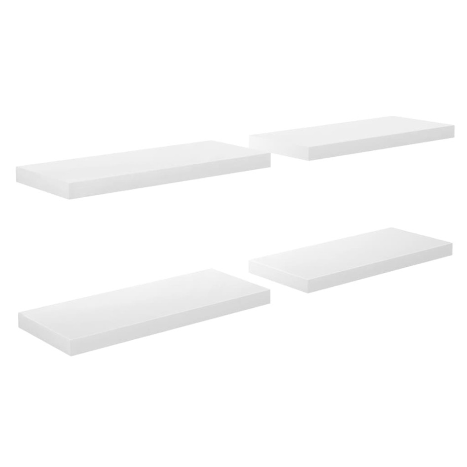 Estante flotante de pared 4 uds MDF blanco brillo