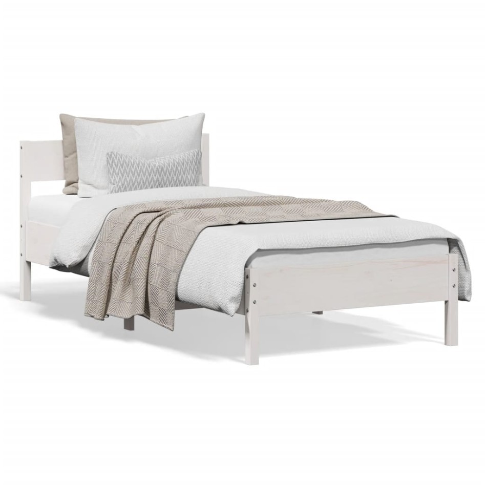 Estructura de cama sin colchón madera maciza blanca 90x190