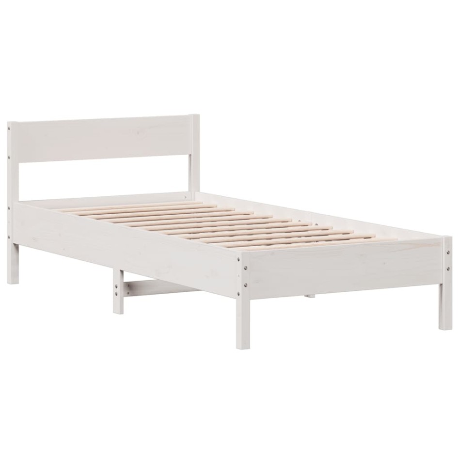 Estructura de cama sin colchón madera maciza blanca 90x190