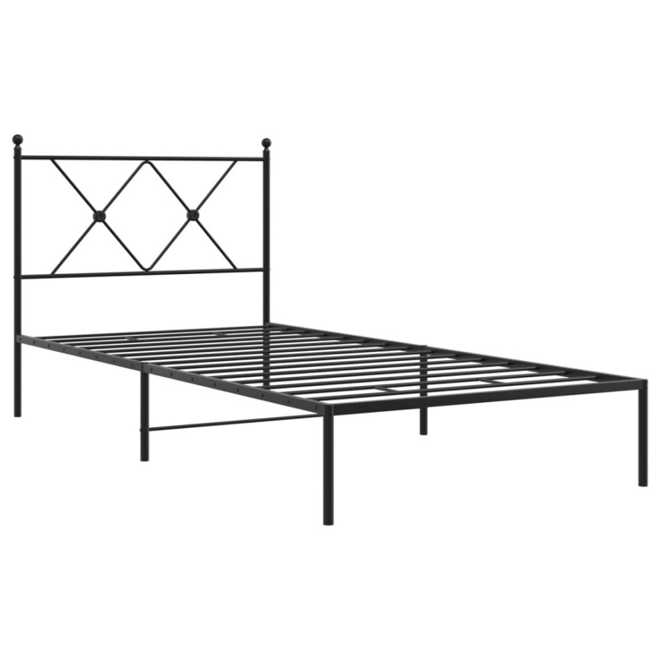 Estructura cama sin colchón con cabecero metal negro 90x200