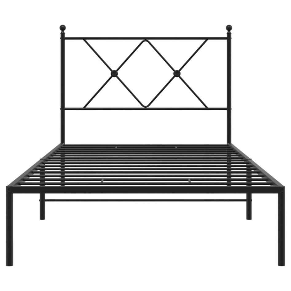 Estructura cama sin colchón con cabecero metal negro 90x200