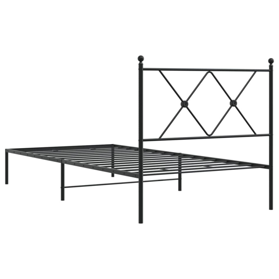 Estructura cama sin colchón con cabecero metal negro 90x200