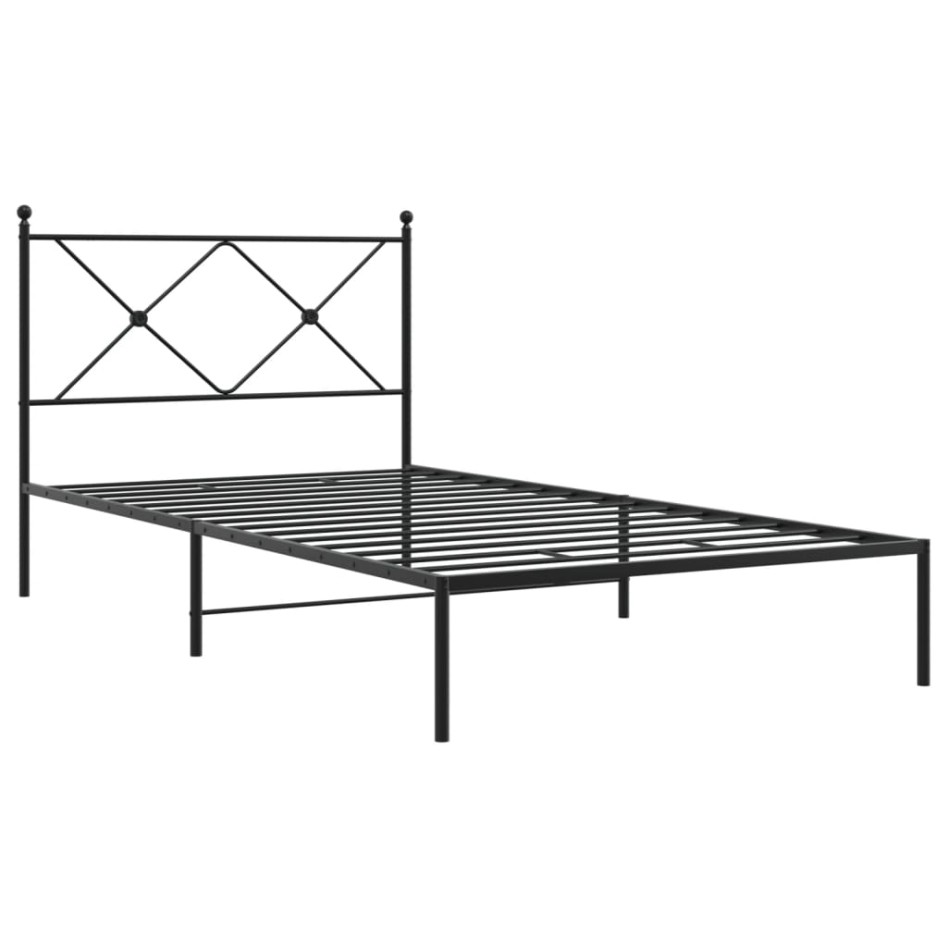Estructura cama sin colchón con cabecero metal negro 100x200