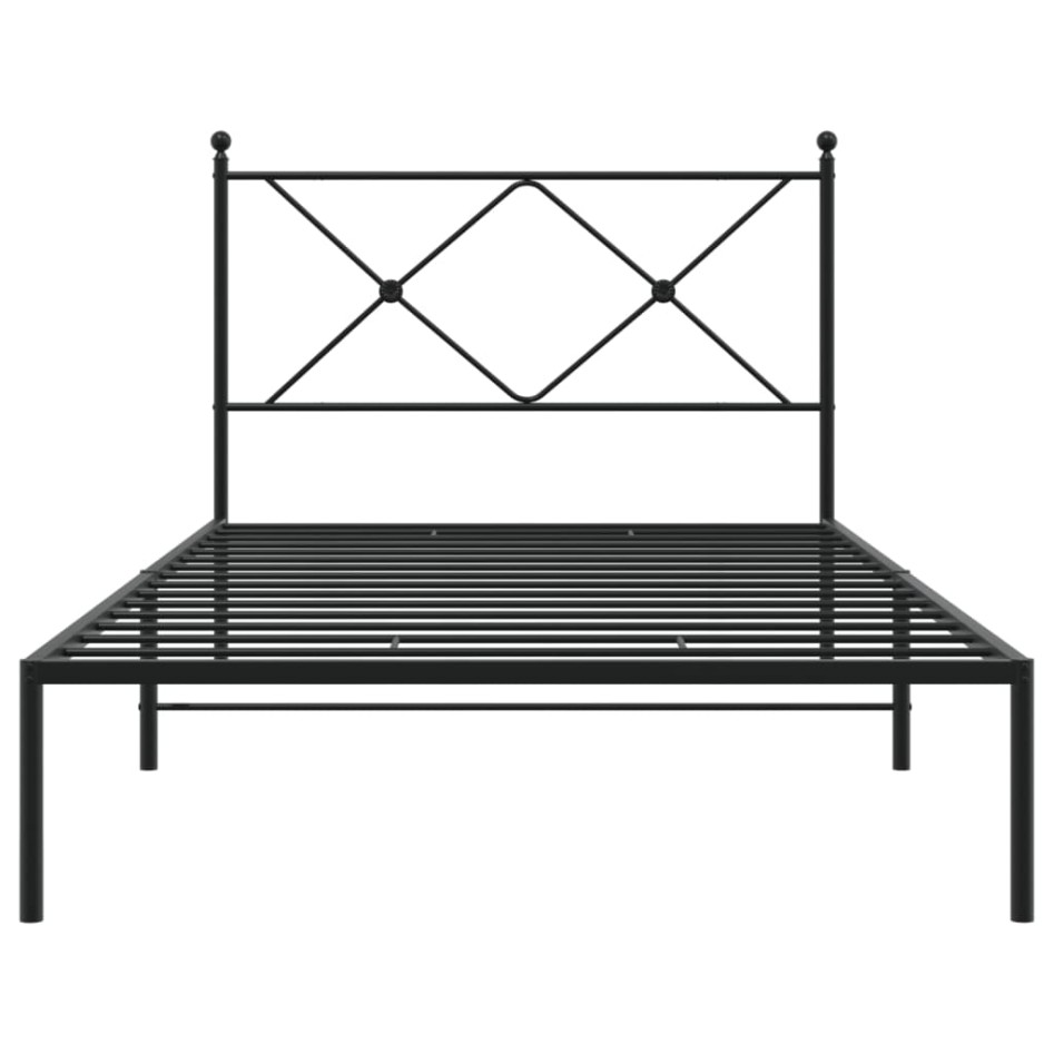 Estructura cama sin colchón con cabecero metal negro 100x200