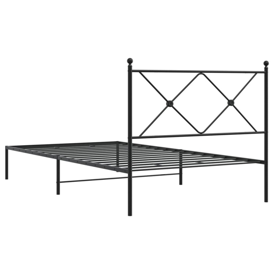 Estructura cama sin colchón con cabecero metal negro 100x200