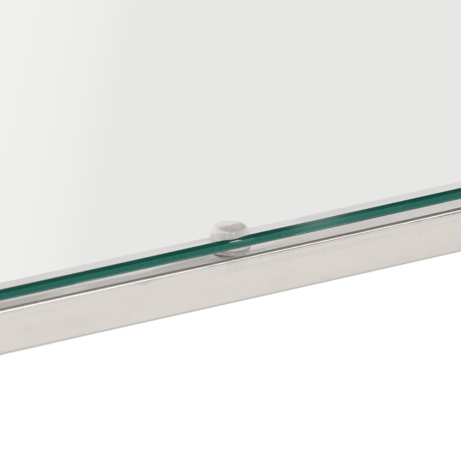 Mesa de centro plateada acero inoxidable y vidrio