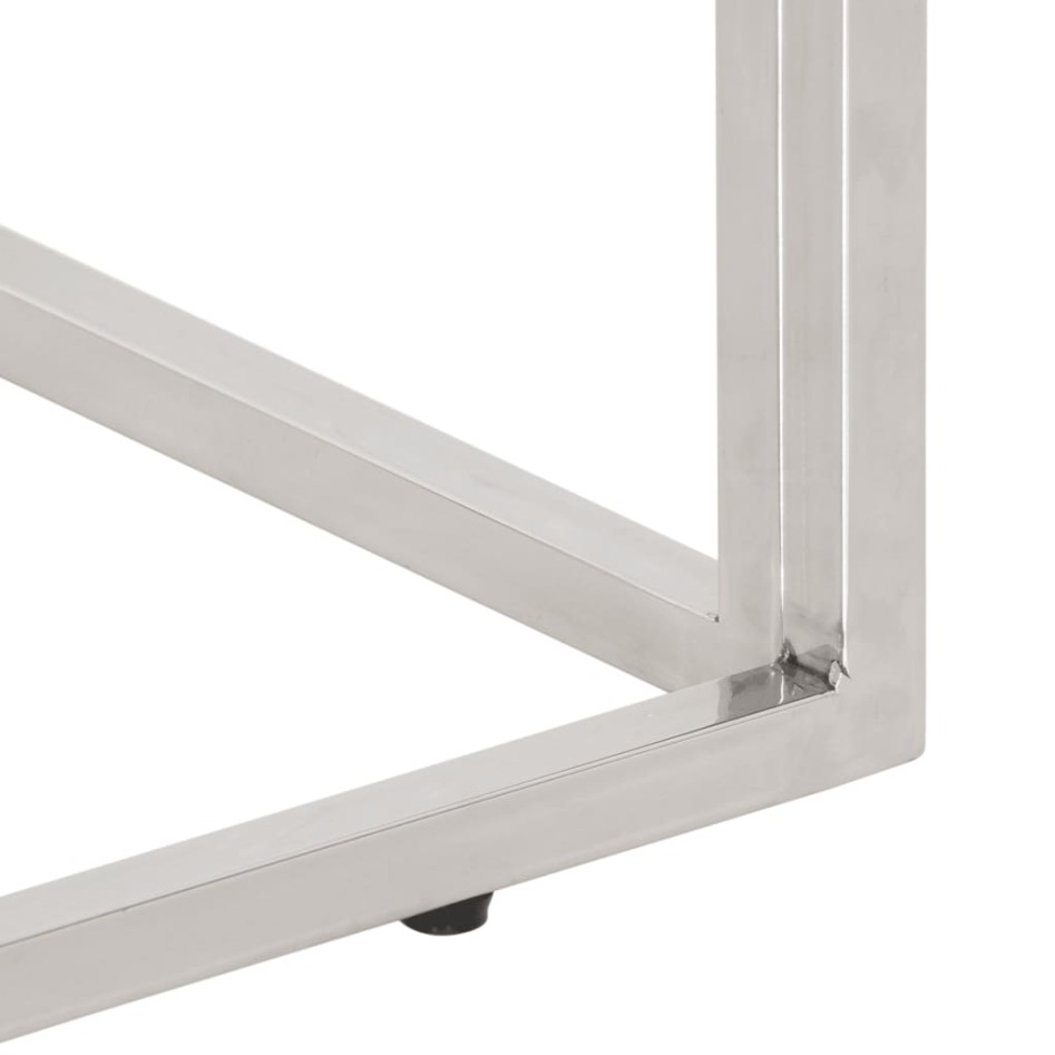 Mesa de centro plateada acero inoxidable y vidrio