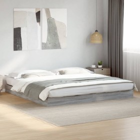 Estructura de cama madera de ingeniería gris Sonoma 200x200