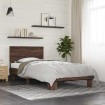 Estructura cama madera ingeniería metal roble marrón 90x200 cm