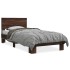 Estructura cama madera ingeniería metal roble marrón 90x200