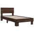 Estructura cama madera ingeniería metal roble marrón 90x200