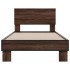Estructura cama madera ingeniería metal roble marrón 90x200