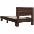 Estructura cama madera ingeniería metal roble marrón 90x200