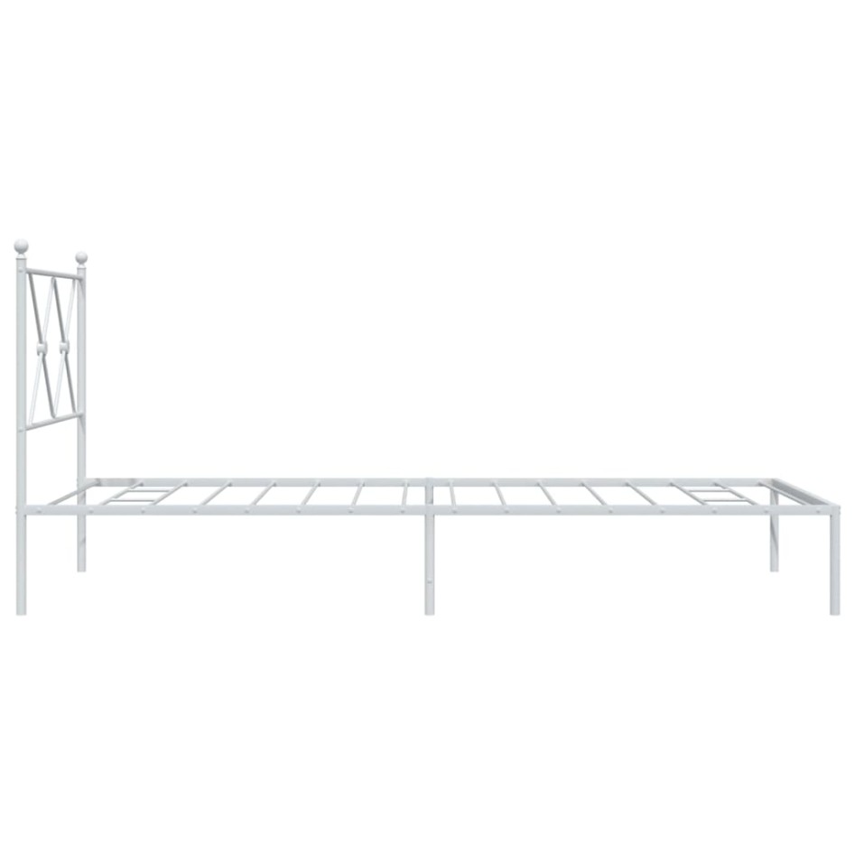 Estructura cama sin colchón con cabecero metal blanco 90x200