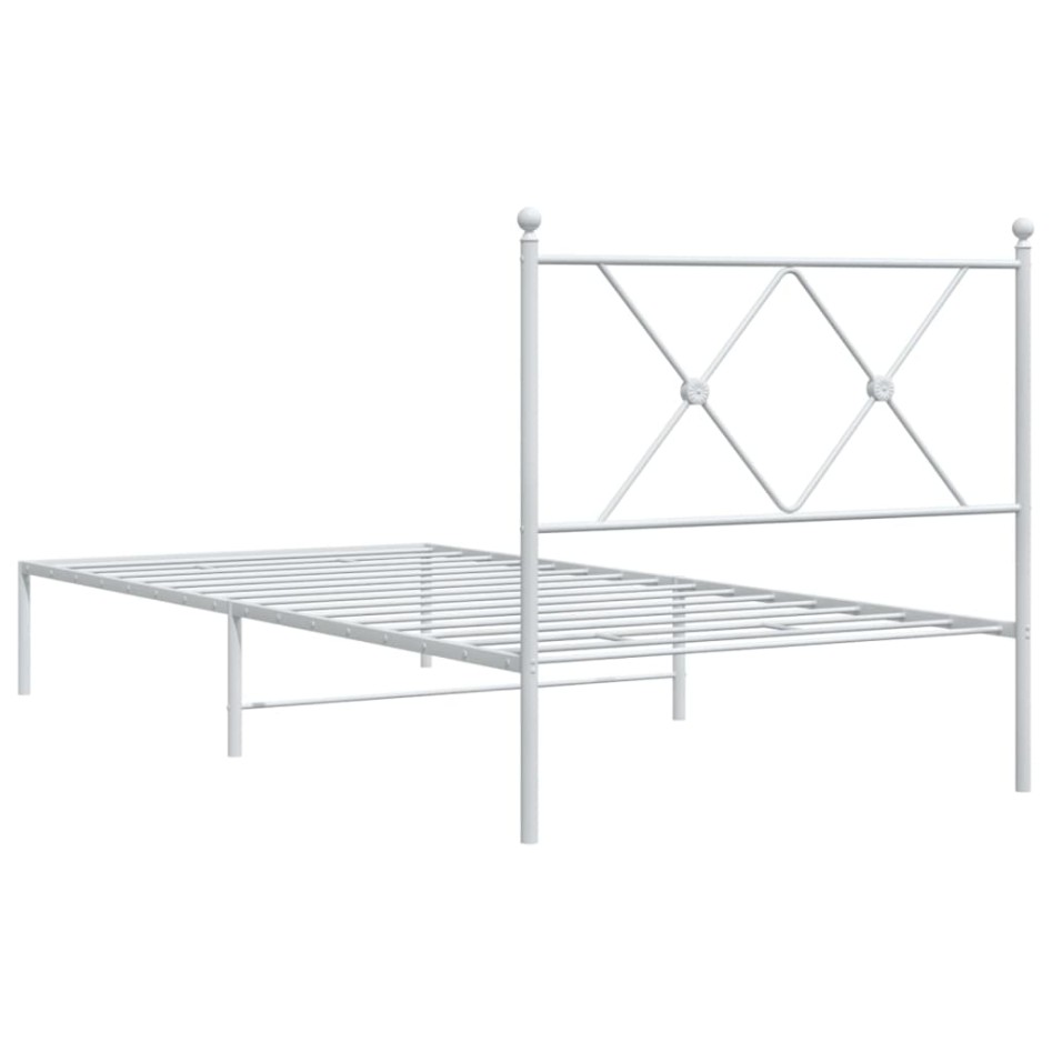 Estructura cama sin colchón con cabecero metal blanco 90x200