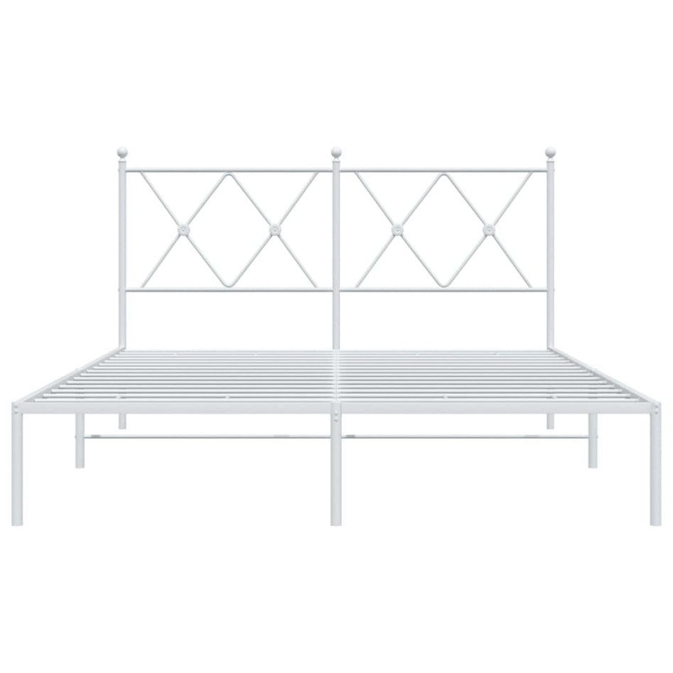 Estructura cama sin colchón con cabecero metal blanco