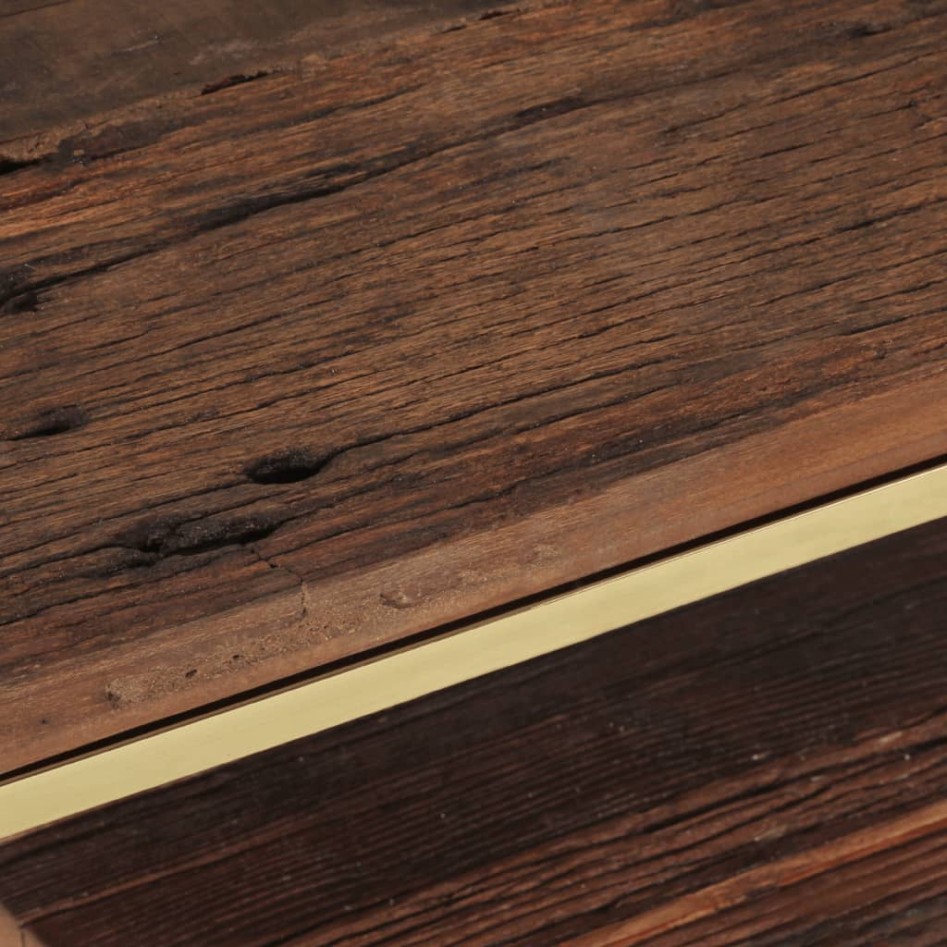 Mesa de centro acero inoxidable madera maciza traviesa