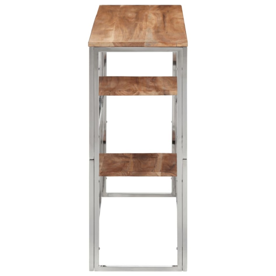 Mesa consola acero inoxidable y madera maciza acacia