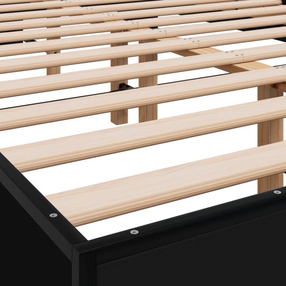 Estructura de cama madera de ingeniería y metal negro